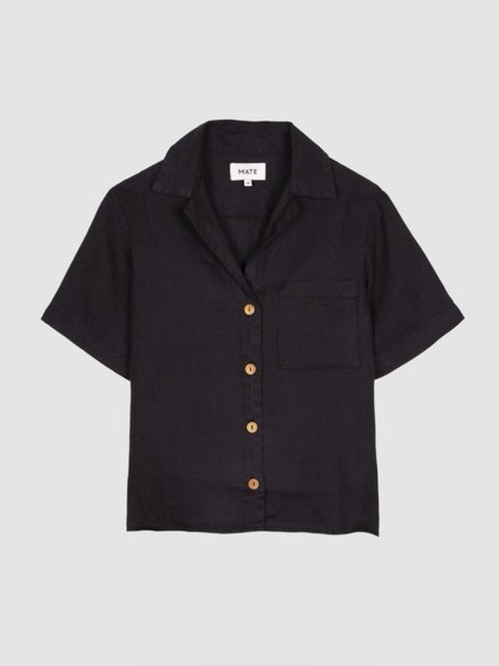 MATE The Label Logan Short Sleeve Button Down Linen Top